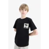 Defacto E0099 Siyah Erkek Çocuk Bisiklet Yaka Sırt Baskılı Kısa Kollu Tişört