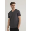 Mavi 061748-24398 Stretch V Yaka Antrasit Basic Tişört