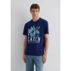 Mavi 0612671-70496 Baskılı Lacivert Tişört
