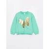 LCW Kids Yeşil Bisiklet Yaka Uzun Kollu Kız Bebek Sweatshirt ve Eşofman Alt 2li Takım