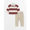LCW Kids Karişik Polo Yaka Uzun Kollu Erkek Bebek Tişört ve Pantolon 2li Takım