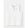 LCW Kids Ekru Polo Yaka Kız Çocuk Crop Atlet