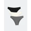 LCW DREAM Siyah Desenli Brazilian Külot 3lü Paket