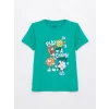 LCW Kids Yeşil Bisiklet Yaka Baskılı Kısa Kollu Erkek Çocuk Şortlu Pijama Takımı