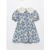 LCW baby Ekru Bebe Yaka Kısa Kollu Desenli Kız Bebek Elbise