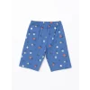 LCW Kids Mavi Bisiklet Yaka Baskılı Erkek Çocuk Şortlu Pijama Takımı