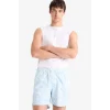 Defacto E0974 Turkuaz Desenli File Astarlı Kısa Boy Deniz Şortu