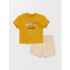 LCW baby Sari Bisiklet Yaka Baskılı Erkek Bebek Tişört ve Şort 2li Takım
