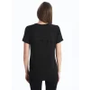 XSIDE Siyah Bisiklet Yaka Düz Kısa Kollu Kadın Tişört