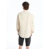 XSIDE Bej Regular Fit Uzun Kollu Poplin Erkek Gömlek