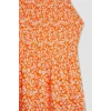 Defacto C0925 Turuncu Coool Halter Yaka Çiçekli Maroken Askılı Mini Elbise