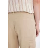 Defacto C5382 Bej Relax Fit Düz Paça Gabardin Kargo Bermuda Şort