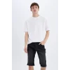 Defacto C2694 Siyah Regular Fit Jean Bermuda Şort