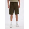 Defacto C5382 Haki Relax Fit Düz Paça Gabardin Kargo Bermuda Şort