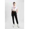 Defacto B8978 Siyah DeFactoFit Standart Fit Jogger İnce Eşofman Altı Çift Cepli Beli Paçası Lastikli