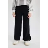 Defacto C0310 Siyah Kız Çocuk Wide Leg Geniş Yırtmaçlı Paça Pantolon