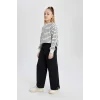 Defacto C0310 Siyah Kız Çocuk Wide Leg Geniş Yırtmaçlı Paça Pantolon
