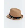 LCW ACCESSORIES Bej Dinozor Baskılı Erkek Çocuk Hasır Fötr Şapka