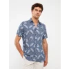 SOUTHBLUE Indigo Regular Fit Kısa Kollu Desenli Viskon Erkek Gömlek