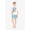 Defacto E5185 Turkuaz Erkek Çocuk Desenli Deniz Şortu