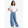 Defacto D9695 Mavi Kız Çocuk Wide Leg Kargo Geniş Bol Paça Jean Pantolon