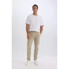 Defacto Z9933 Haki %100 Pamuk Yazlık Jogger Chino Pantolon Beli Bağcıklı Cepli Düz Paça