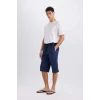 Defacto E0905 Lacivert Long Fit File Astarlı Uzun Boy Kargo Cep Deniz Şortu