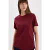 Defacto A9428 Bordo Regular Fit Bisiklet Yaka Basic Düz l Premium Kısa Kollu Bordo Tişört