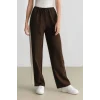 Defacto E6102 Kahve Coool Wide Leg Çizgili Kumaş Palazzo Pantolon Normal Bel