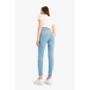 Defacto D8181 İndigo Anna Skinny Fit Yüksek Bel Düz Paça Uzun Jean Taş Yıkama Pantolon
