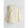 LCW baby Ekru Çiçek Nakışlı Müslin Kız Bebek Elbise
