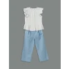 LCW Kids Beyaz Müslin Kız Çocuk Bluz ve Pantolon 2li