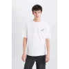 Defacto E0615 Beyaz %100 Pamuk Looney Tunes Boxy Fit Bisiklet Yaka Sırt Baskılı Kısa Kollu Tişört