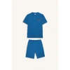 Defacto D9995 Mavi Erkek Çocuk Waffle Pijama Takımı Kısa Kollu Üst Beli Lastikli Şort