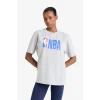 Defacto Z3128 Gri DeFactoFit NBA Wordmark Boxy Fit Bisiklet Yaka Kısa Kollu Tişört