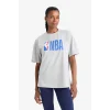 Defacto Z3128 Gri DeFactoFit NBA Wordmark Boxy Fit Bisiklet Yaka Kısa Kollu Tişört