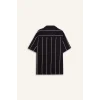 Defacto E2559 Siyah Regular Fit Apaş Yaka Çizgili Yazlık Kısa Kollu Gömlek