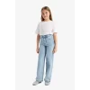 Defacto D6485 Mavi Kız Çocuk Wide Leg Geniş Paça Jean Pantolon