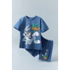 Defacto E7693 Mavi Erkek Bebek Looney Tunes 2li Takım Kısa Kollu Tişört Şort