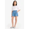 Defacto B6574 Mavi Kız Çocuk Beli Lastikli Cepli Jean Şort