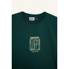 Defacto E3272 Yeşil %100 Pamuk One Piece Boxy Fit Bisiklet Yaka Baskılı Kısa Kollu Tişört