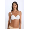 Defacto Y3730 Ekru Boş Kap Toparlayıcı Dolgusuz Straplez Basic Bra-Fall in Love