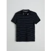 XSIDE Lacivert Polo Yaka Çizgili Erkek Dokulu Tişört