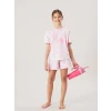 LCW Kids Pembe Bisiklet Yaka Kız Çocuk Şortlu Pijama Takımı