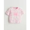 LCW Kids Pembe Bisiklet Yaka Kız Çocuk Şortlu Pijama Takımı