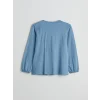 LCW Grace Mavi Bisiklet Yaka Nakışlı Bluz