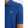 Defacto D7665 Mavi %100 Pamuk Slim Fit Dar Kesim Kısa Kollu Polo Tişört