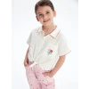 LCW Kids Beyaz Rahat Kalıp Çiçek Nakışlı Kız Çocuk Gömlek