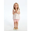 LCW baby Ekru Bisiklet Yaka Çiçekli Kız Bebek Bluz ve Şort 2li