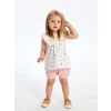 LCW baby Ekru Bisiklet Yaka Çiçekli Kız Bebek Bluz ve Şort 2li